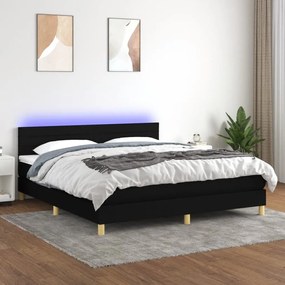 ΚΡΕΒΑΤΙ BOXSPRING ΜΕ ΣΤΡΩΜΑ &amp; LED ΜΑΥΡΟ 180X200 ΕΚ. ΥΦΑΣΜΑΤΙΝΟ 3133815