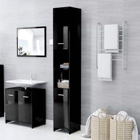 vidaXL Στήλη Μπάνιου Γυαλιστερό Μαύρο 30 x 30 x 183,5 εκ. Μοριοσανίδα
