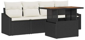 vidaXL Σετ Καναπέ Κήπου με αποθήκευση 5 pcs Μαύρο Πολυ ράταν