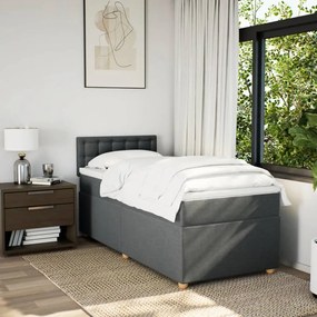 vidaXL Κρεβάτι Boxspring με Στρώμα Σκούρο Γκρι 90x190 εκ. Υφασμάτινο