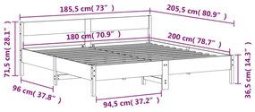 Σκελετός Κρεβ. Χωρίς Στρώμα Καφέ Κεριού 180x200 εκ Μασίφ Πεύκο - Καφέ