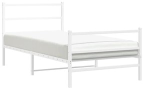 Πλαίσιο Κρεβατιού με Κεφαλάρι/Ποδαρικό Λευκό 107x203 εκ Μέταλλο - Λευκό