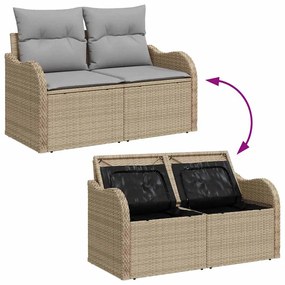 vidaXL Σετ Καναπέ Κήπου με αποθήκευση 7 pcs Μπεζ Πολυ ράταν