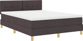 vidaXL LED Κρεβάτι με βάθρο Σκούρο Καφέ 140 x 190 cm ύφασμα