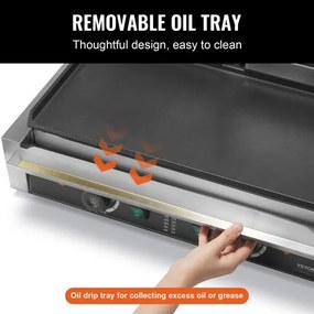VEVOR Commercial Panini Press Grill Electric Sandwich Maker Plate Flat