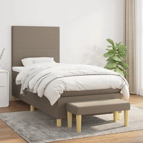 Κρεβάτι Boxspring με Στρώμα Taupe 90x200 εκ. Υφασμάτινο - Μπεζ-Γκρι