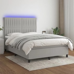 ΚΡΕΒΑΤΙ BOXSPRING ΜΕ ΣΤΡΩΜΑ &amp; LED ΑΝ.ΓΚΡΙ 140X200ΕΚ. ΥΦΑΣΜΑΤΙΝΟ 3135037