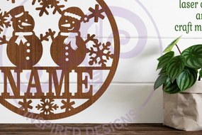 Σετ των 2 Intra απο ξύλο plywood 3mm-4mm πάχος – Χιονάνθρωποι Χριστουγεννιάτικο σύμβολο Laser Δίασταση 20x20 cm INTRAFABR-102151519