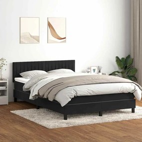 vidaXL Κρεβάτι Boxspring με Στρώμα Μαύρο 160x210 εκ. Βελούδινο