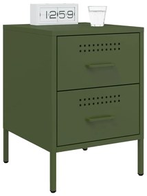 vidaXL Κομοδίνο Πράσινο Λαδί 36x39x50,5 εκ. από Χάλυβα