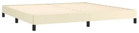 vidaXL Κρεβάτι Boxspring με Στρώμα Κρεμ 200x200 εκ. Συνθετικό Δέρμα
