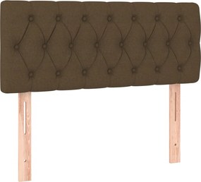 vidaXL Κρεβάτι Boxspring με Στρώμα &amp; LED Σκ.Καφέ 100x200 εκ Υφασμάτινο