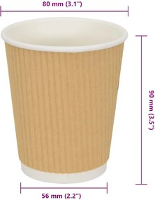 vidaXL Χάρτινα ποτήρια καφέ 500 τεμάχια 8oz 200ml καφέ