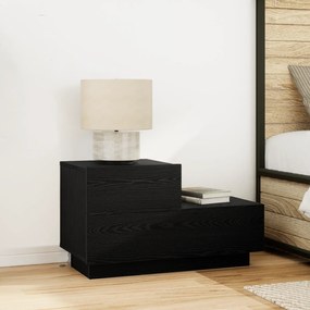 vidaXL Κομοδίνο με LED Φώτα Μαύρη Ξυλεία 70 x 36 x 40.5 εκ.