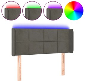 vidaXL Κεφαλάρι Κρεβατιού LED Σκούρο Γκρι 83x16x78/88 εκ. Βελούδινο
