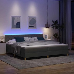 vidaXL LED Κρεβάτι με βάθρο Σκούρο Γκρι 200 x 200 cm ύφασμα