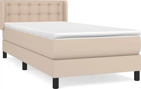 vidaXL Κρεβάτι Boxspring με Στρώμα Καπουτσίνο 90x200εκ.από Συνθ. Δέρμα