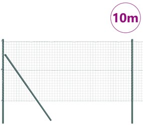 vidaXL Ευρωπαϊκή Περίφραξη με 7 Στύλους 1x10 μ Γαλβανισμένο Ατσάλι Πράσινο
