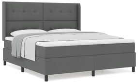 vidaXL Κρεβάτι Box Spring με Στρώμα  Σκούρο Γκρι 180x200 εκ ύφασμα