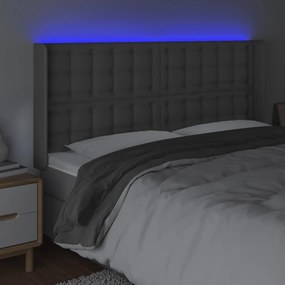 Κεφαλάρι Κρεβατιού LED Γκρι 147x16x118/128 εκ. Συνθετ. Δέρμα - Γκρι