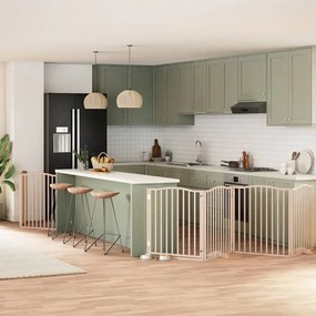 Διαχωριστικό Σκύλων/Πόρτα Πτυσσόμενο 8 Πάνελ 640 εκ Ξύλο Λεύκας