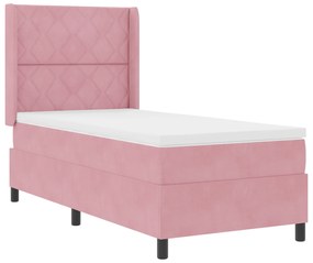 vidaXL κρεβάτι box spring  με στρώμα Ροζ 90x190 εκ Βελούδο