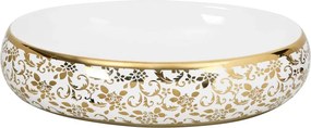 vidaXL Νιπτήρας Οβάλ Λευκός και Χρυσός 59 x 40 x 15 εκ. Κεραμικός
