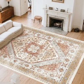 VEVOR Large Area Rug 8 x 10 ft Anti-Skid Indoor Floor Mat Vintage Brown Red