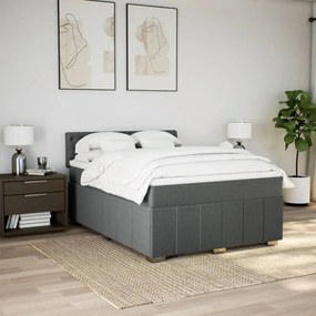 Κρεβάτι Boxspring με Στρώμα Σκούρο Γκρι 160x200 εκ Υφασμάτινο - Γκρι