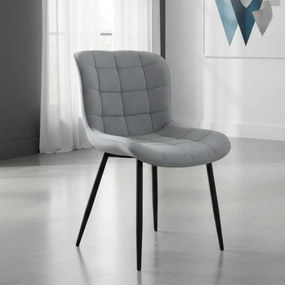 Καρέκλα τραπεζαρίας Chiara Megapap γκρι ύφασμα - μεταλλικό μαύρο πόδι 48x58x81εκ.