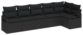 Σετ Καναπέ Κήπου με μαξιλάρι με αποθήκευση 6 pcs Μαύρο