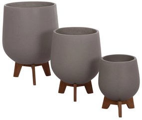 ΣΕΤ 3 ΓΛΑΣΤΡΕΣ ΜΕ TEAK ΒΑΣΕΙΣ TRYLL HM4681.03 FIBER CEMENT--ΓΚΡΙ