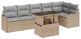 vidaXL Σετ Καναπέ με μαξιλάρι 7 pcs Μπεζ Πολυ ράταν