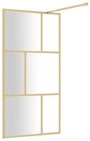 vidaXL Διαχωριστικό Ντουζιέρας Χρυσό 100 x 195 εκ. Διαφανές Γυαλί ESG