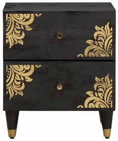 vidaXL Κομοδίνο 2 pcs Μαύρο 40 x 33 x 46 εκ. Στερεό ξύλο μάνγκο