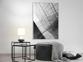 Αφίσα - Steel and Glass (Grey) - 20x30 - Μαύρο - Με πασπαρτού