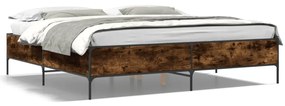 vidaXL Πλαίσιο Κρεβατιού Καπνιστή Δρυς 180x200εκ. Επεξ. Ξύλο &amp; Μέταλλο