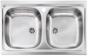 Kitchen Sink Stainless Steel Sanitec Mondial Inset 2V 79x50 cm 79x50x16 εκ.