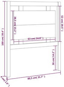 vidaXL Κεφαλάρι Κρεβατιού Γκρι 80,5x4x100 εκ. από Μασίφ Ξύλο Πεύκου