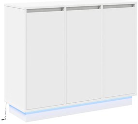 vidaXL Κομοδίνο LED Λευκό 90x32x75 εκ. από Επεξεργασμένο Ξύλο