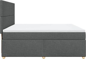 vidaXL Κρεβάτι Boxspring με Στρώμα Σκούρο Γκρι 200x200 εκ. Υφασμάτινο