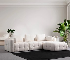 Corner Sofa Amaris 3 Seater With Pouffe - White White