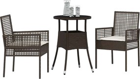 vidaXL Σέτ φαγητού για κήπο 3 pcs Καφέ συνθετικό ρατάν