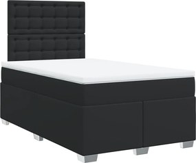 vidaXL Κρεβάτι Boxspring με Στρώμα Μαύρο 120 x 200 εκ. Συνθετικό Δέρμα