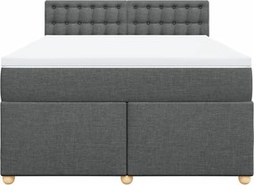 vidaXL Κρεβάτι Boxspring με Στρώμα Σκούρο Γκρι 140x200 εκ Υφασμάτινο