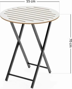 Stewehome Στρογγυλό Bistro Σετ Τραπέζι και Καρέκλες Κήπου / Λευκό