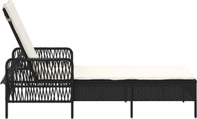 vidaXL Ξαπλώστρα Μαύρο και Κρεμ Λευκό 55 x 200 x 92 εκ.
