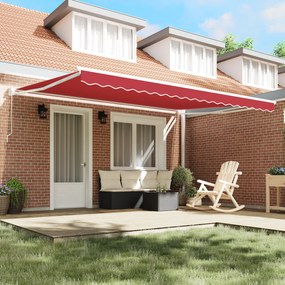 vidaXL Εγχειρίδιο Ανασυρόμενη Τέντα Κόκκινη 450x300 cm