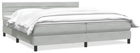 vidaXL Box Spring κρεβάτι με στρώμα ανοιχτό γκρι 200x220 εκ. Βελούδινο