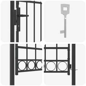 vidaXL Πύλη Φράχτη Γκρι 100 x 175 cm Ατσάλι με Επικάλυψη Πούδρας